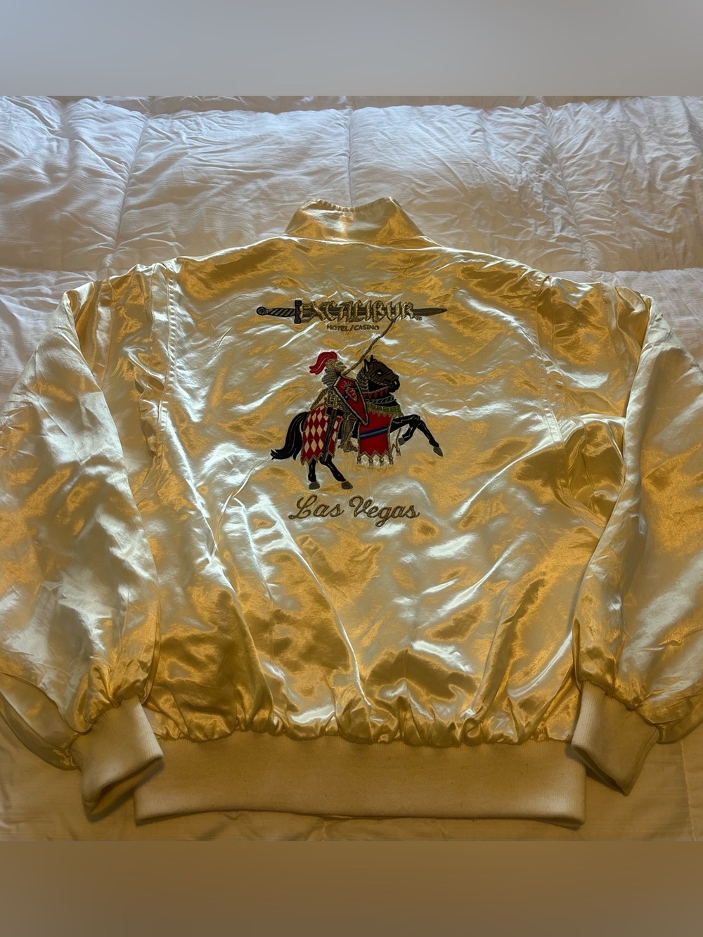 Vintage Excalibur Hotel and Casino Las Vegas Satin Bomber Jacket Size S/M